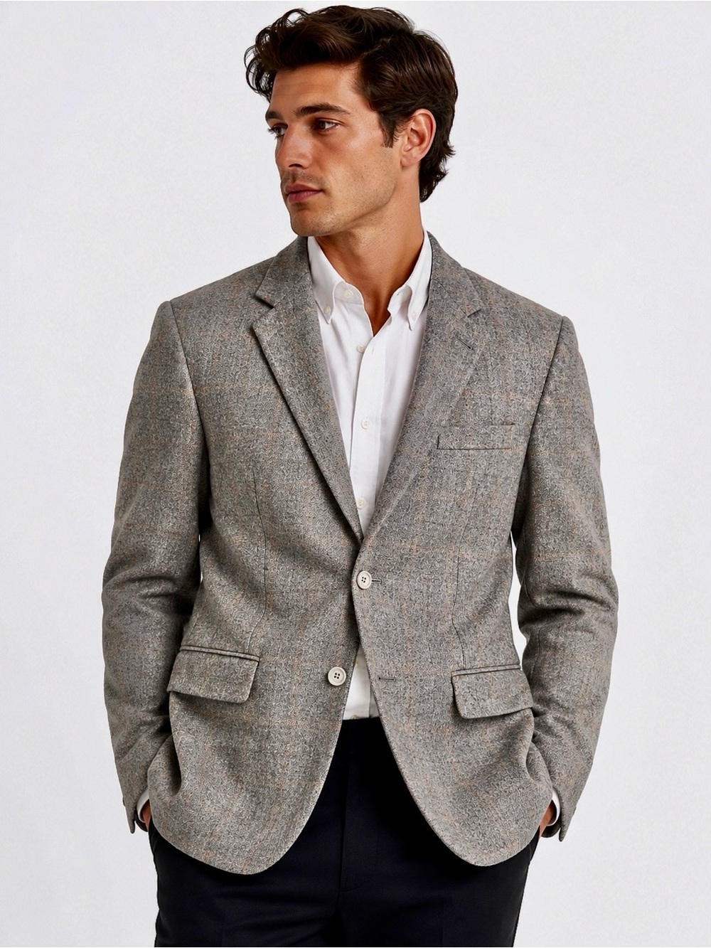 BURBERRY Men's Wool/Cashmere Grey Two Button Blazer 39 R with FLAW - Picture 1 of 15